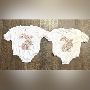 Twin Girl Easter Bunny Bubble Onesie 12-18m